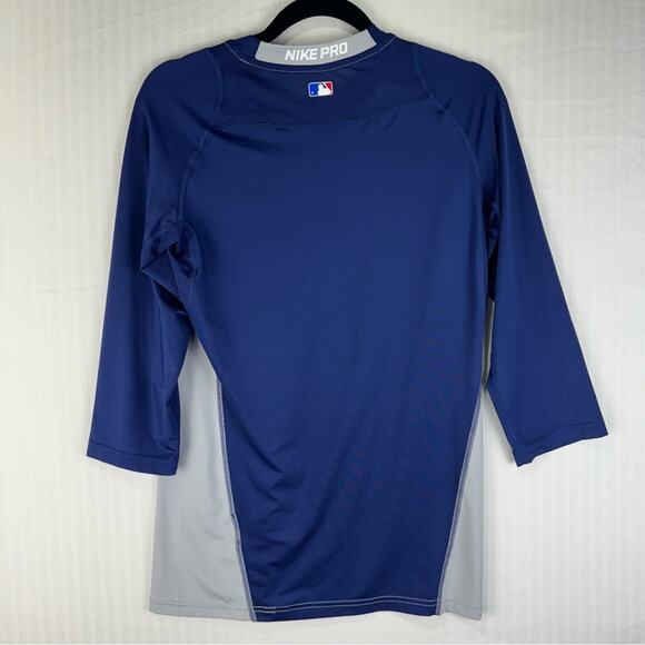Nike Pro MLB Gray Navy Blue Long Sleeve Performance Sport Shirt Men’s Size Small - Picture 7 of 7